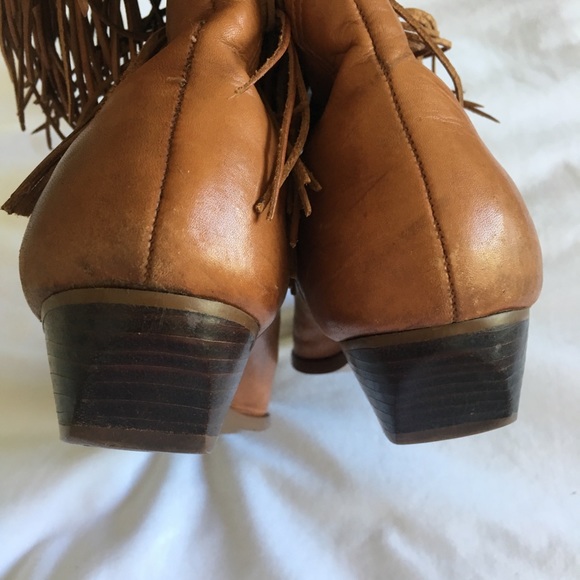 CLICKS, leather fridge hippie boho booties - Picture 3 of 5